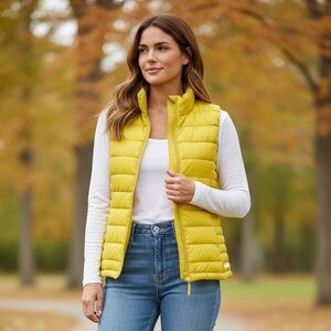 Lands End Down puffer vest Yellow size 1X